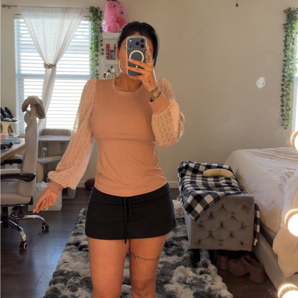 SHEIN Blush Pink Blouse with Sheer Sleeves